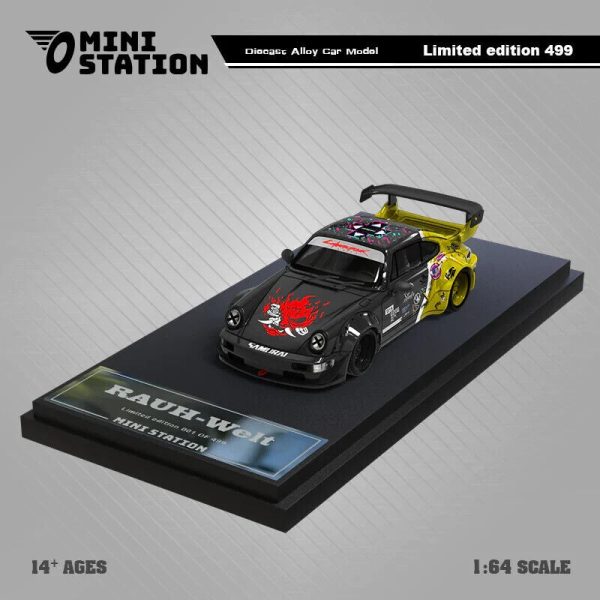 MiniStation Rauh-Welt Porsche RWB 964 Samurai CyberPunk Black-Yellow Online Hot Sale