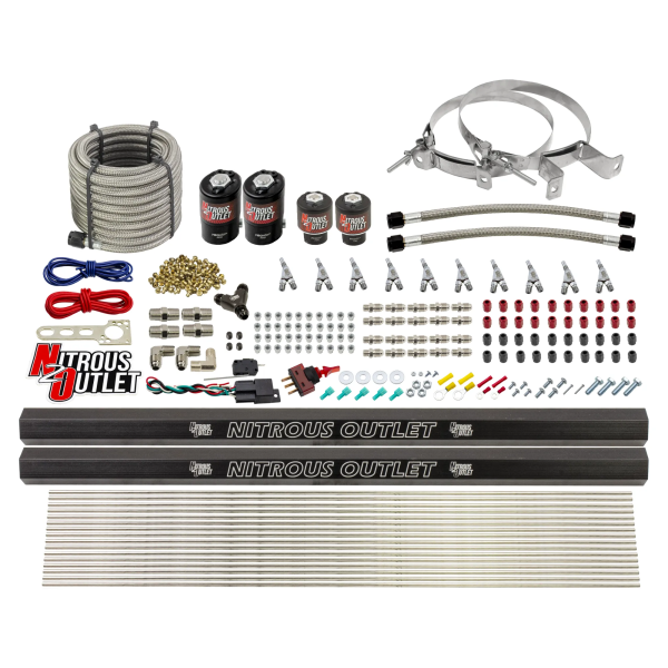 10 Cylinder Wet Direct Port System With Dual Injection Rails - E85 - Two .122  Nitrous Two .310  Fuel - 45-55 PSI - Straight Blow Through Aluminum Nozzles on Sale