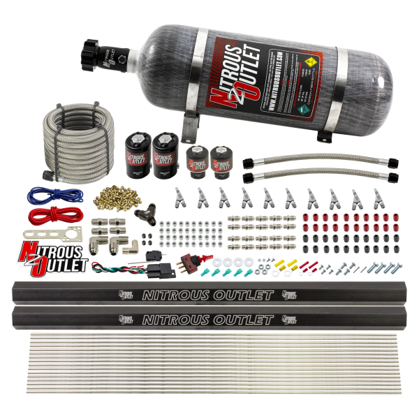 10 Cylinder Wet Direct Port System With Dual Injection Rails - E85 - Two .122  Nitrous Two .310  Fuel - 45-55 PSI - Straight Blow Through Aluminum Nozzles on Sale