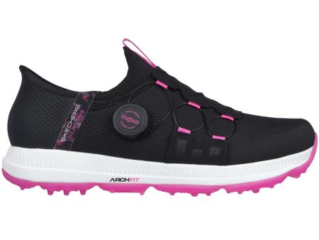 Skechers Ladies Go Golf Elite 5 Slip-In Twist Fit Waterproof Spikeless Shoes - Black Pink For Sale