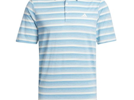 adidas 2 Colour Stripe Polo Shirt - Semi Blue Burst Ivory For Sale